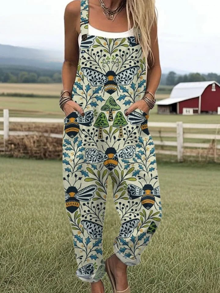 Edris - Flying Bees Embroidered Pattern Jumpsuit