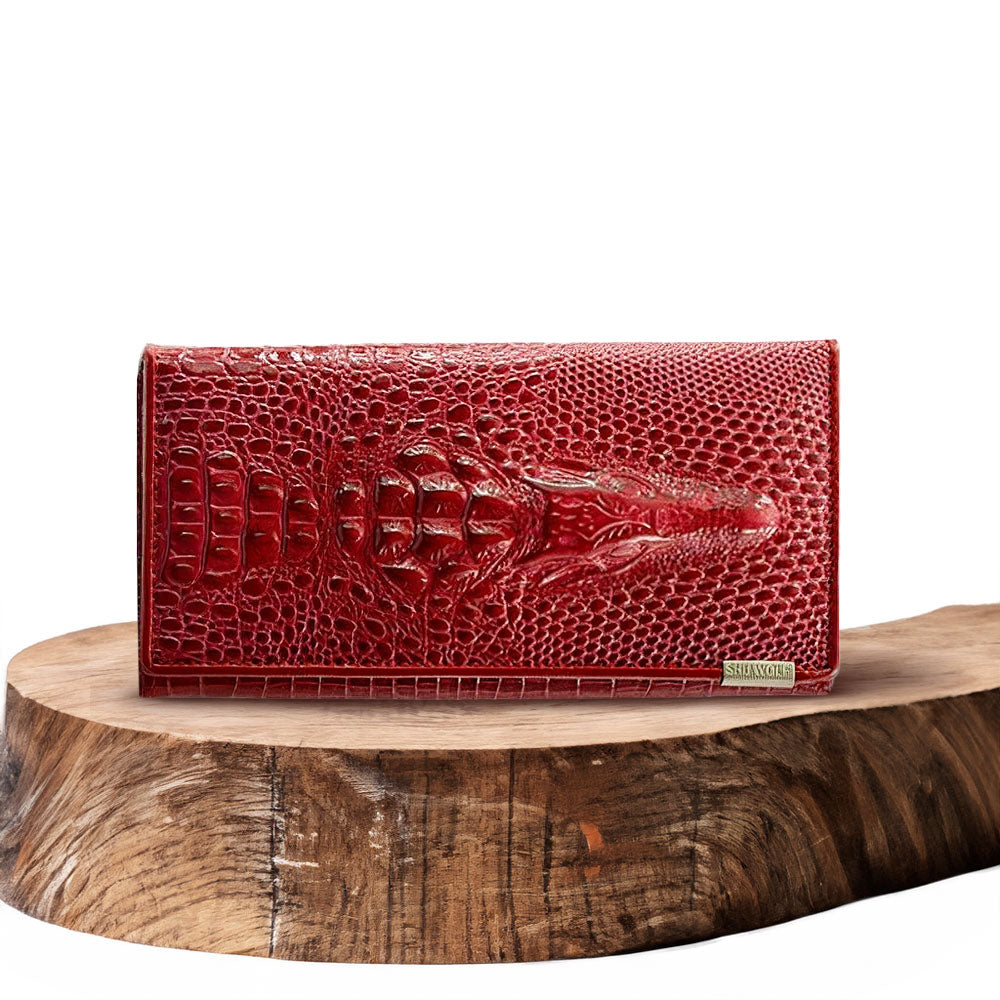 Kiera | Portefeuille RFID élégant en motif crocodile
