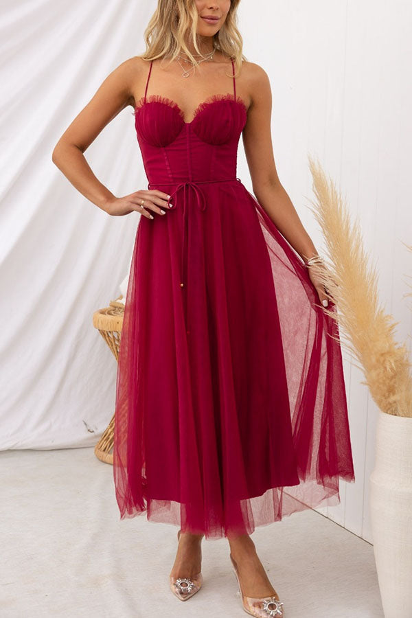 Zeiden - Elegant Strappy A-Line Midi Dress