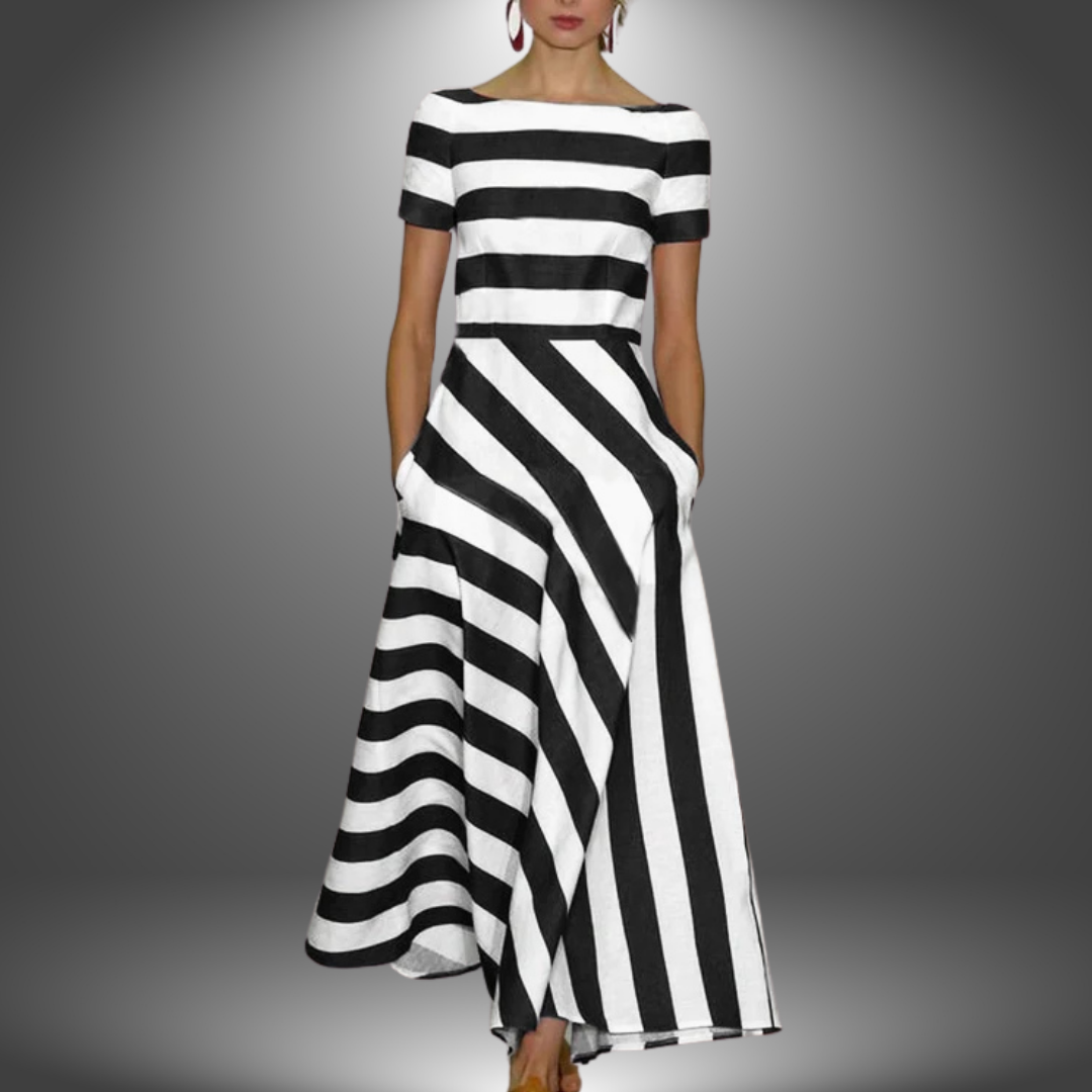 Natalia | Artisanally Made Striped Long Dress