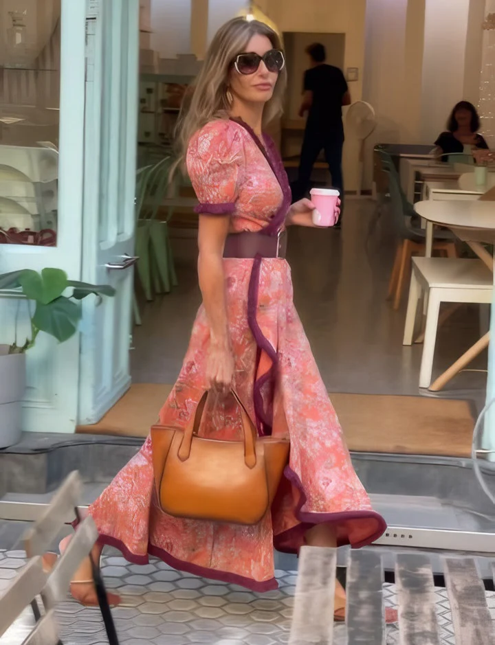 Missy - Flowy Short Sleeve Wrap Maxi Dress