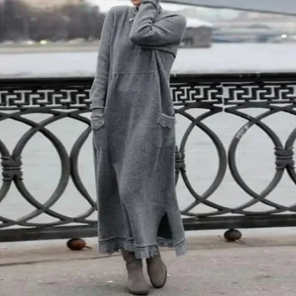 Sophie | Robe longue en laine et coton