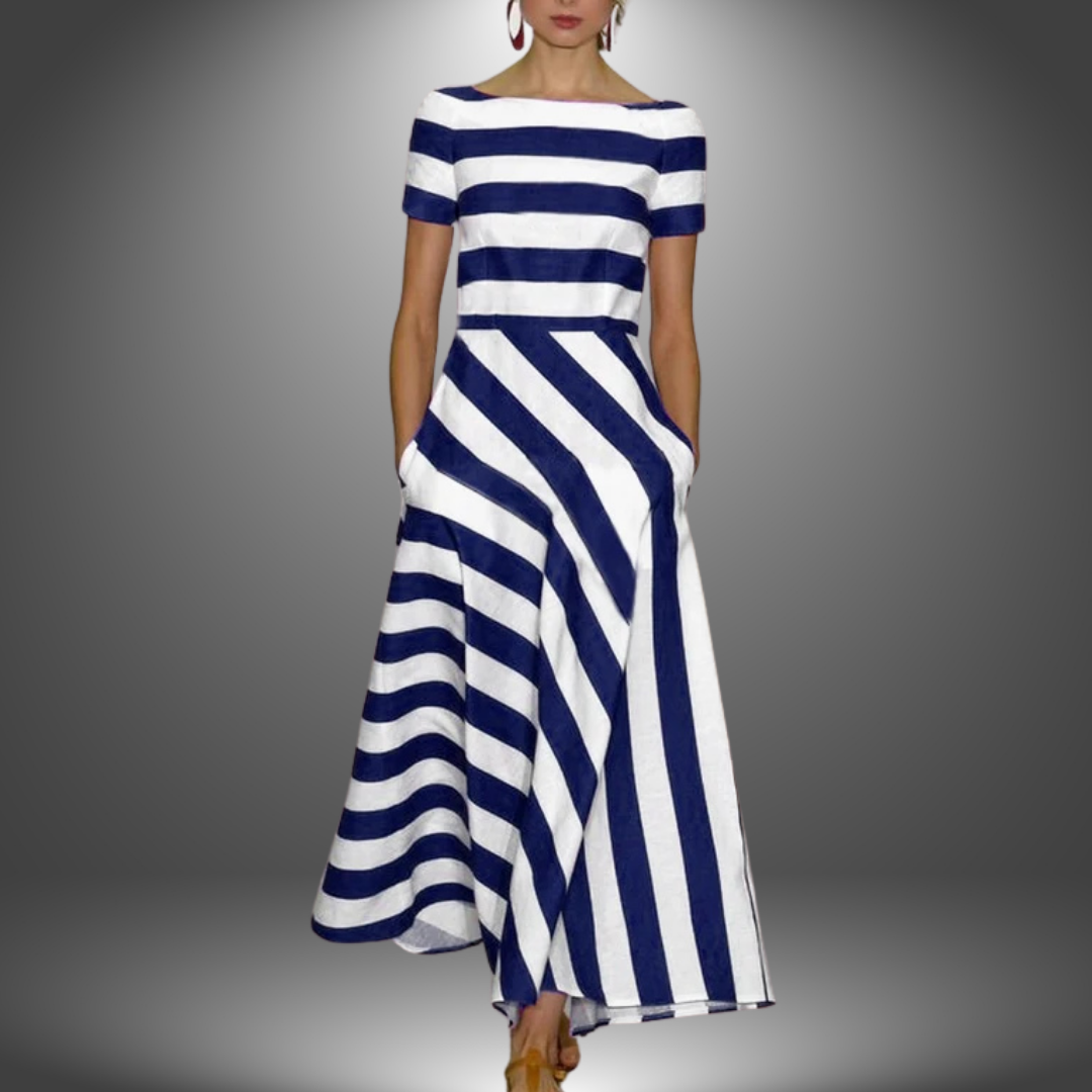 Natalia | Artisanally Made Striped Long Dress