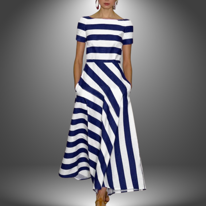 Natalia | Artisanally Made Striped Long Dress