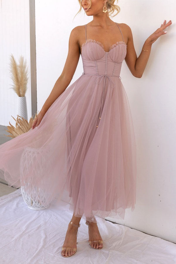 Zeiden - Elegant Strappy A-Line Midi Dress