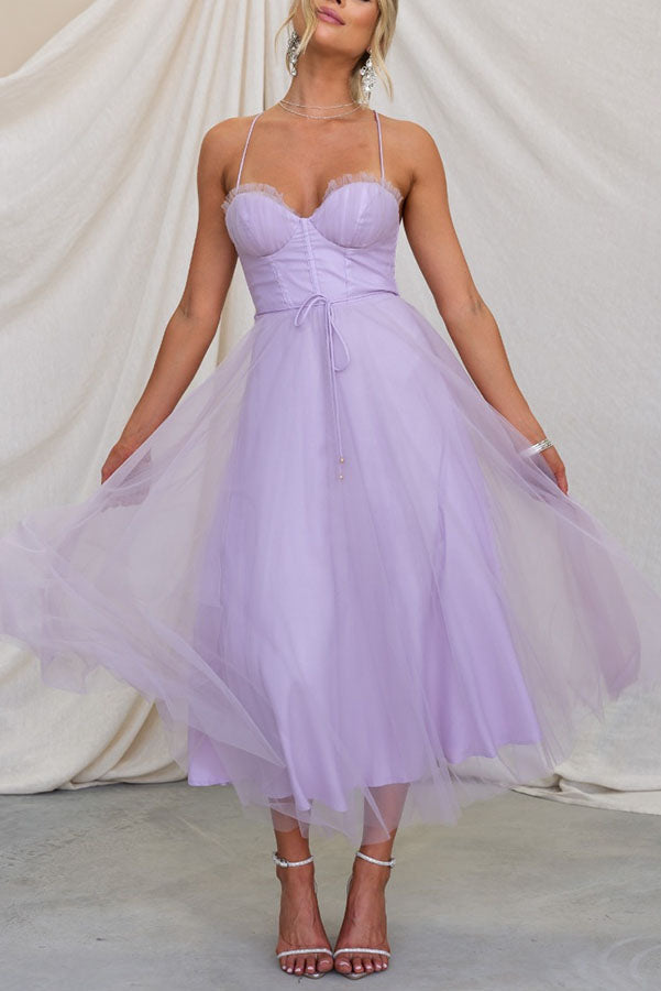 Zeiden - Elegant Strappy A-Line Midi Dress
