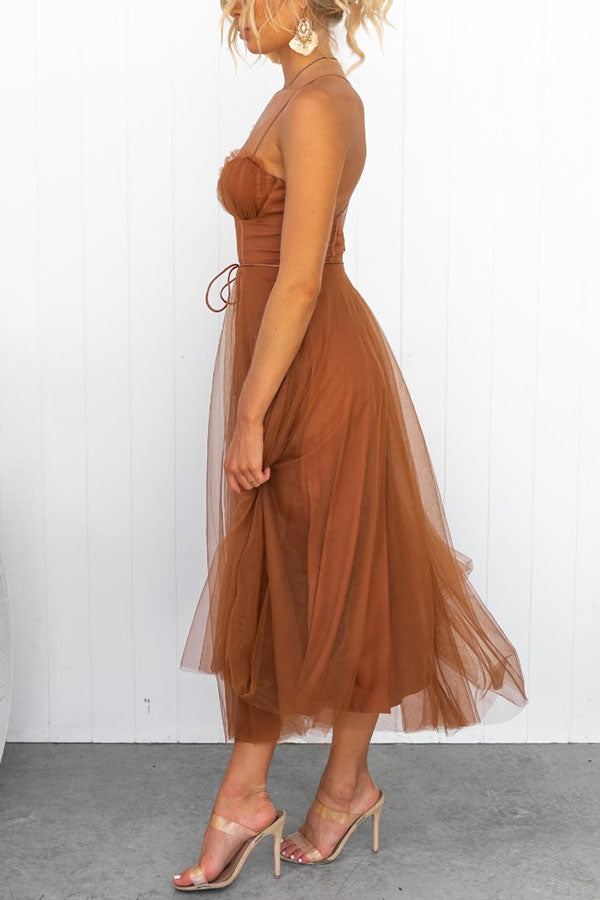 Zeiden - Elegant Strappy A-Line Midi Dress