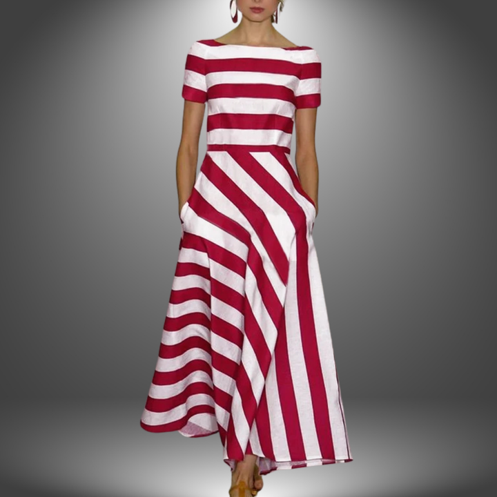 Natalia | Artisanally Made Striped Long Dress
