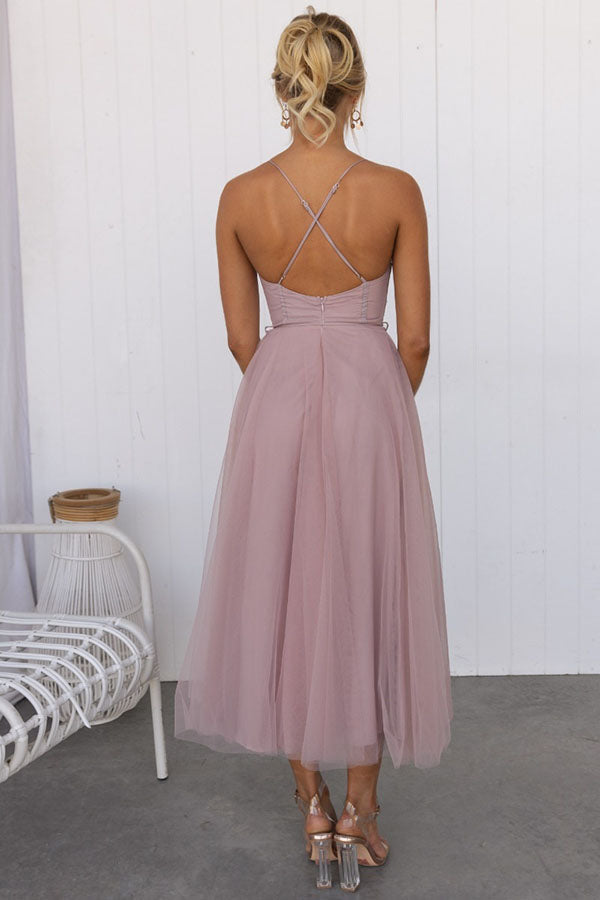 Zeiden - Elegant Strappy A-Line Midi Dress