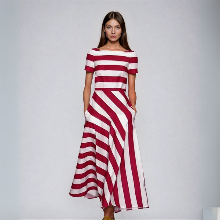 Natalia | Artisanally Made Striped Long Dress