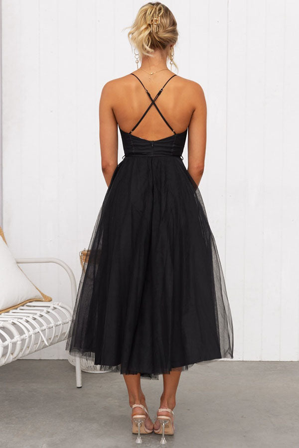 Zeiden - Elegant Strappy A-Line Midi Dress