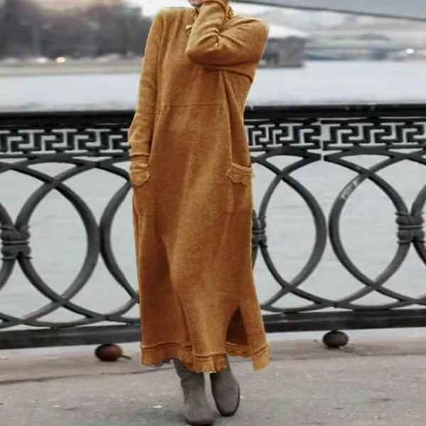 Sophie | Robe longue en laine et coton