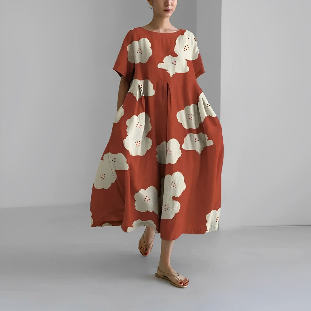 Daisy - Robe maxi loose à manches larges rétro