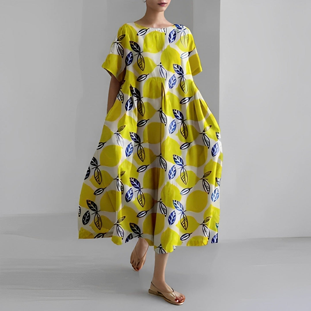 Daisy - Robe maxi loose à manches larges rétro