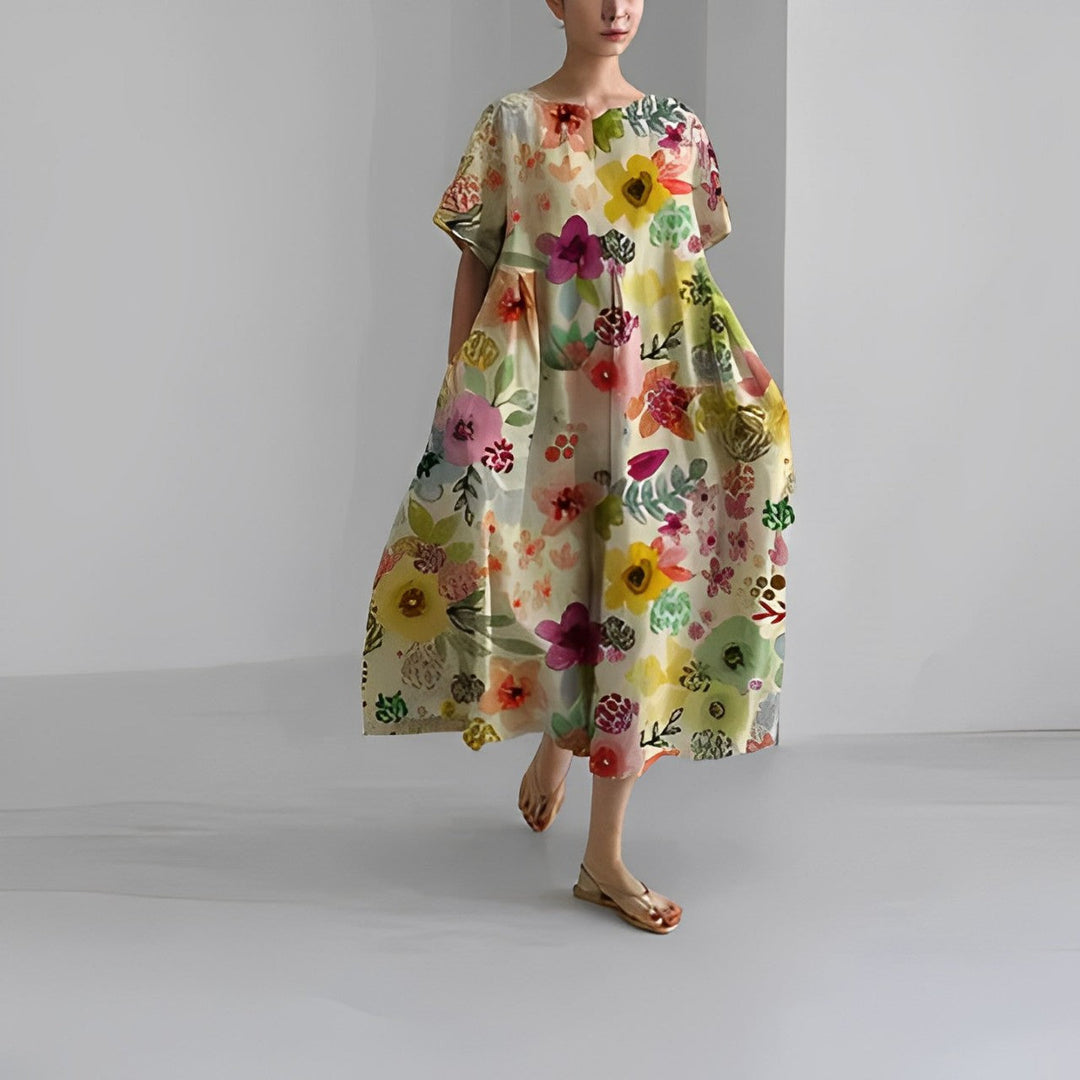 Daisy - Robe maxi loose à manches larges rétro