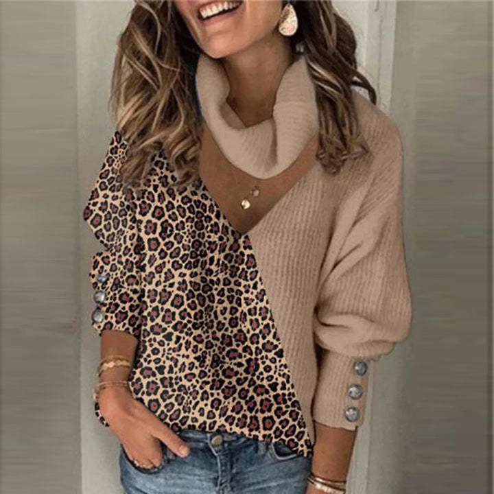 Le Clair™ | Pull Léopard à Col V avec Détails Ajourés