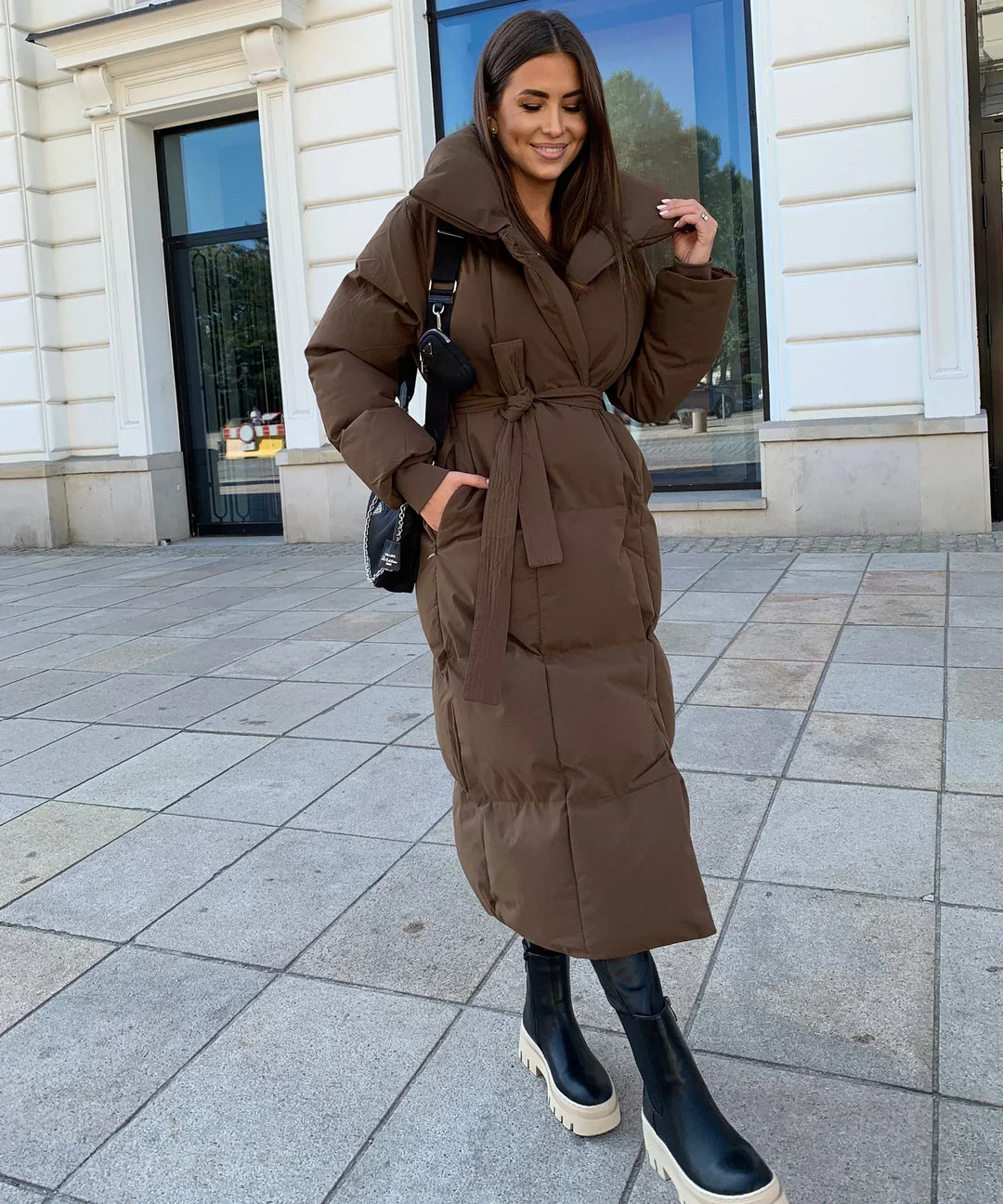 Victoria® Manteau long d'hiver avec ceinture