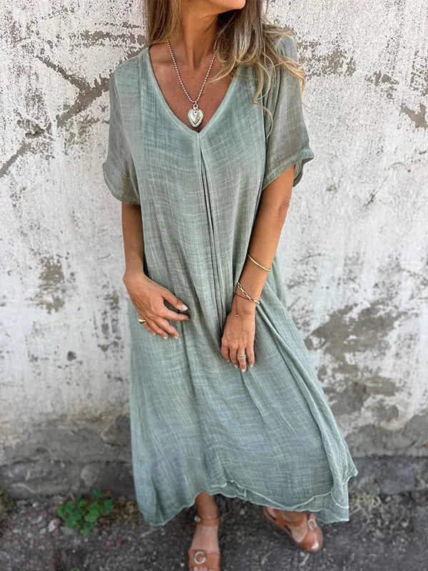 Rozalyn - Lightweight Cotton Linen Long Dres