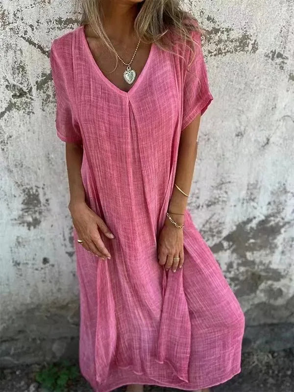 Rozalyn - Lightweight Cotton Linen Long Dres