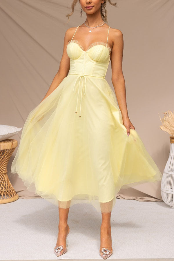 Zeiden - Elegant Strappy A-Line Midi Dress