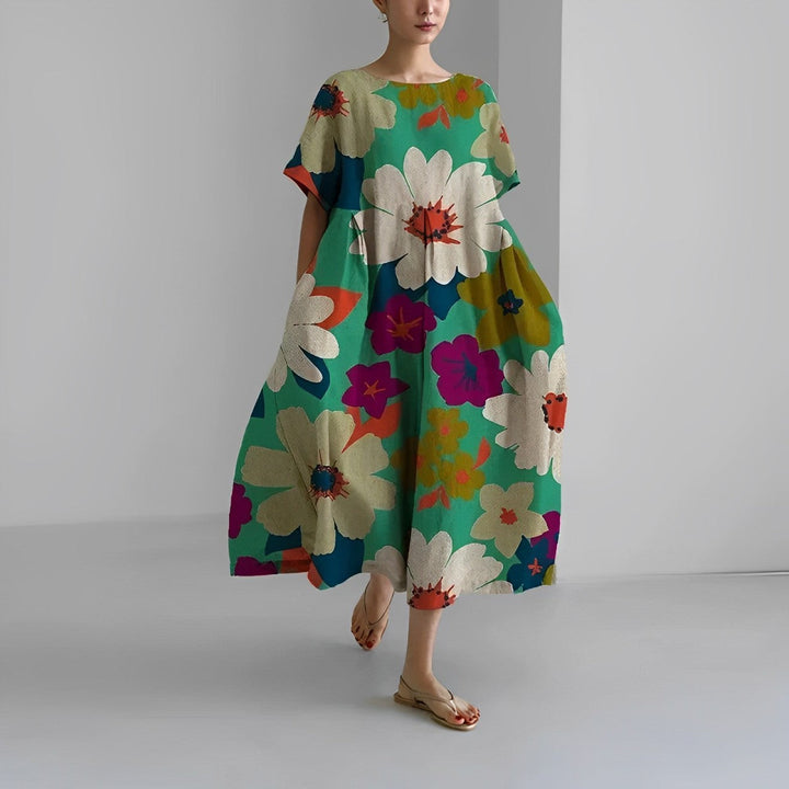 Daisy - Robe maxi loose à manches larges rétro