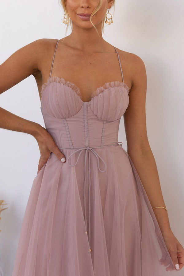 Zeiden - Elegant Strappy A-Line Midi Dress