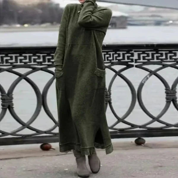 Sophie | Robe longue en laine et coton