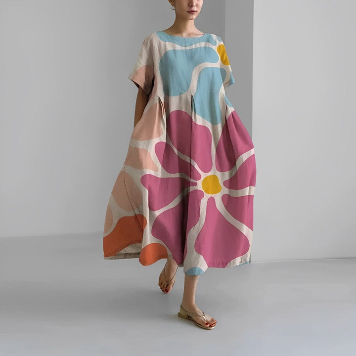Daisy - Robe maxi loose à manches larges rétro