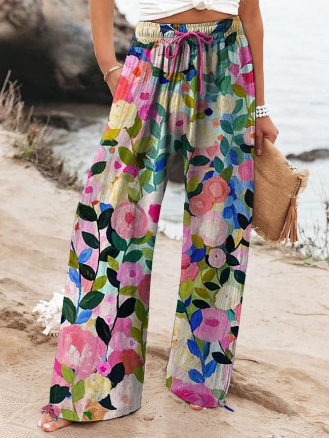 Odelia - Colorful Floral Cotton Linen Shirt