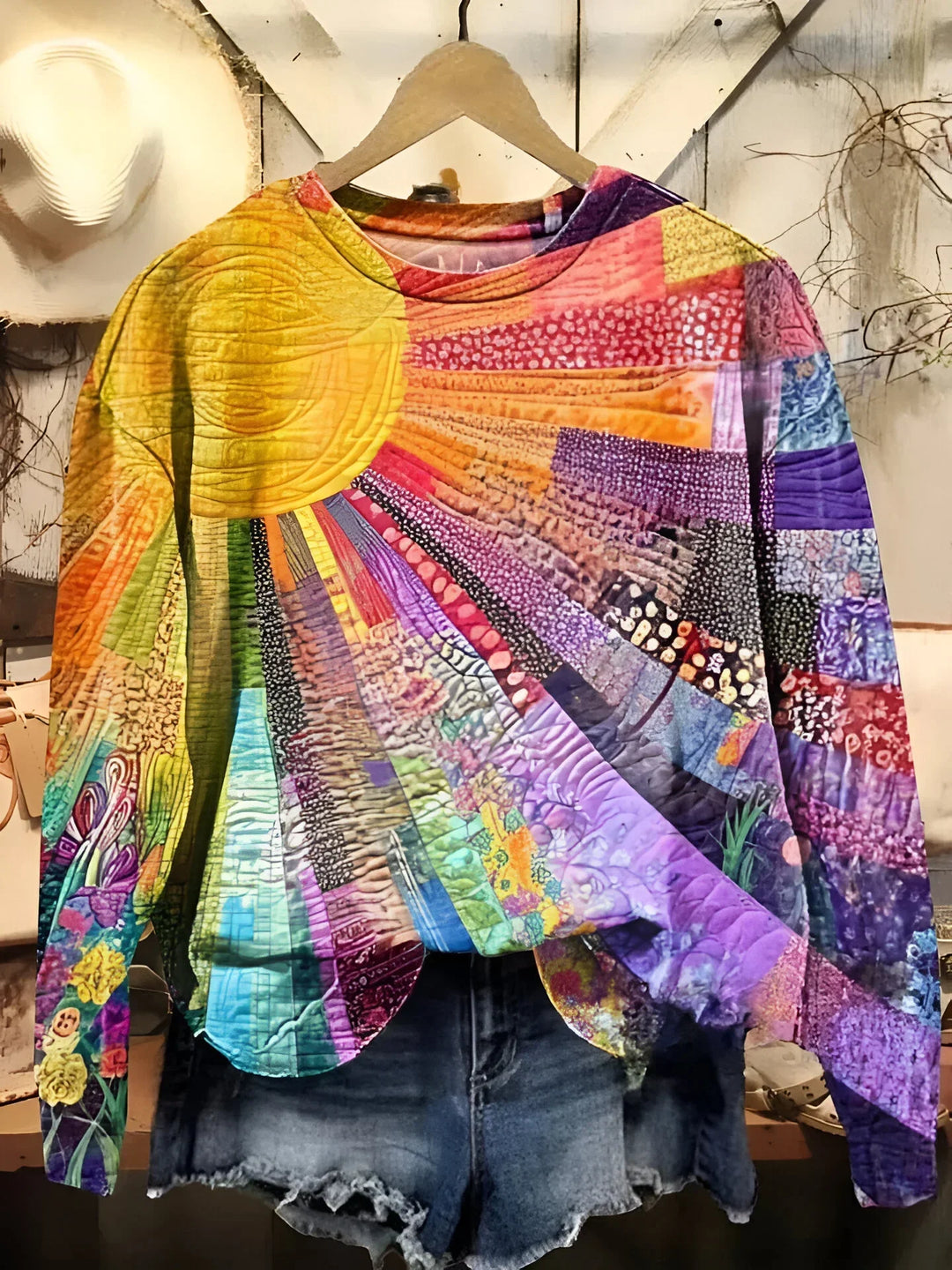 Quirine - Sweatshirt en Collage de Soleils Colorés