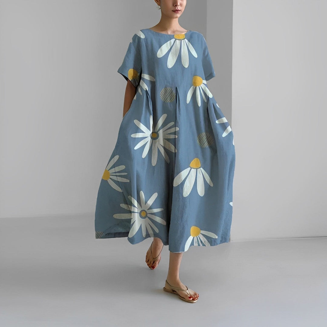 Daisy - Robe maxi loose à manches larges rétro