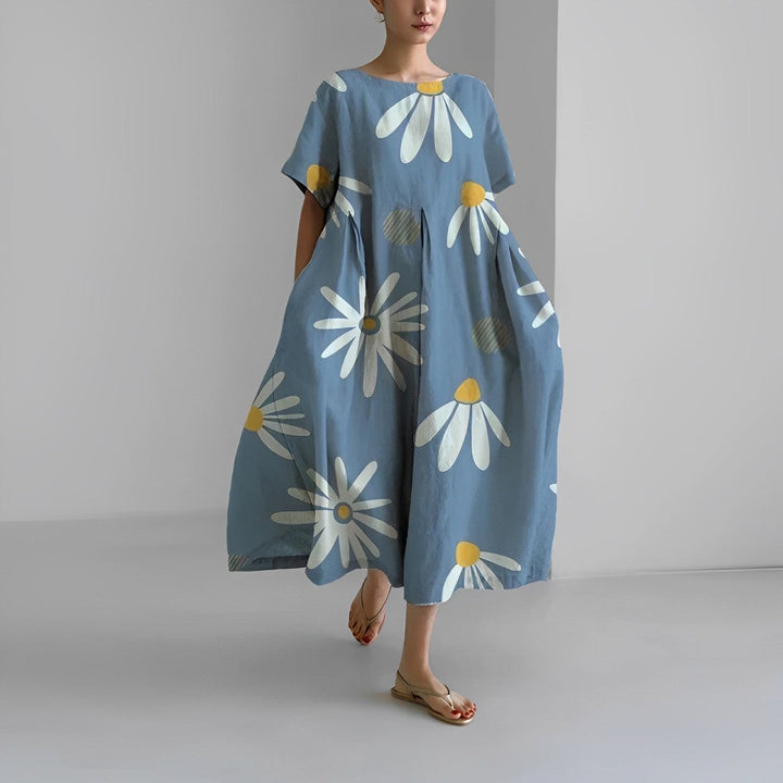 Daisy - Robe maxi loose à manches larges rétro